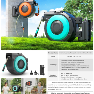 retractable garden hose reel wall mount 20m automatic