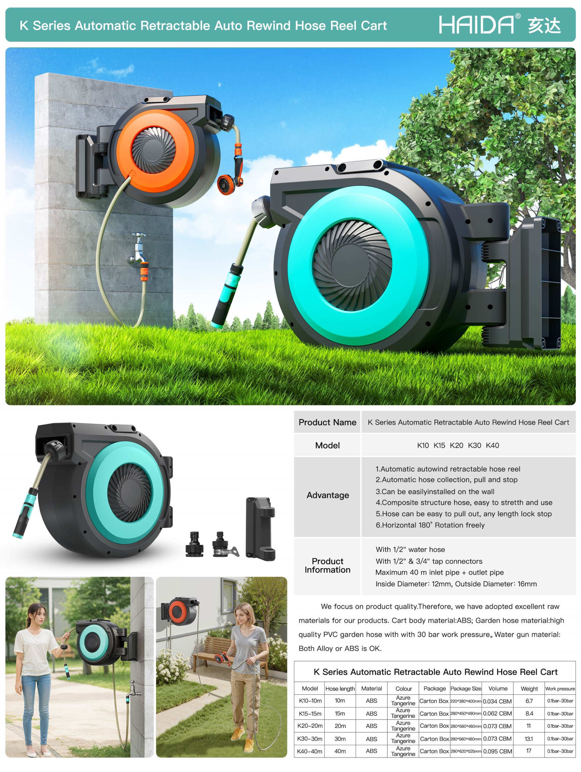 automatic retractable garden hose reel – 20m wall mount retractable garden hose reel wall mount 20m automatic